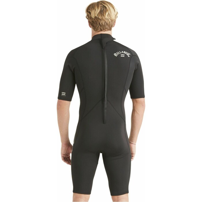 2024 Billabong Mens Absolute 2mm Flatlock Back Zip Shorty Wetsuit ABYW500117 - Black